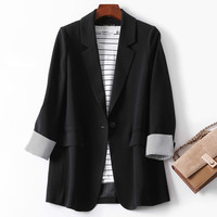 Blezery damskie modne Patchwork w koreańskim stylu szykowny wiosna luźne kieszenie Lady eleganckie płaszcze zapinany na jeden guzik minimalistyczny znosić z długim rękawem 3